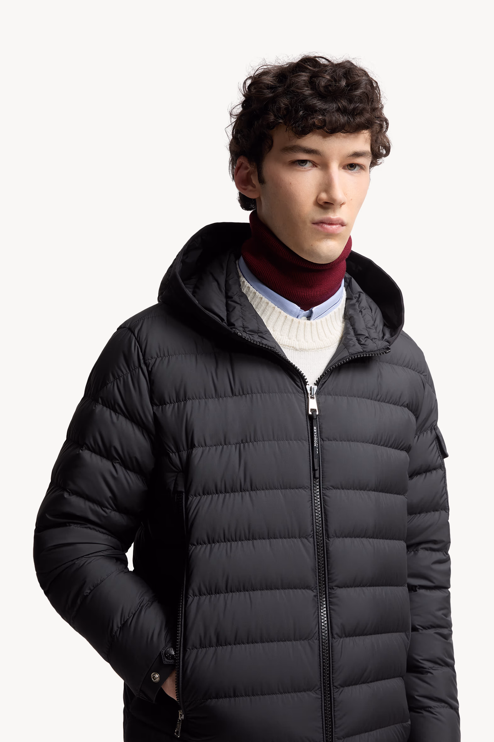 Galion Hooded Short Down Jacket Men Black Moncler 6